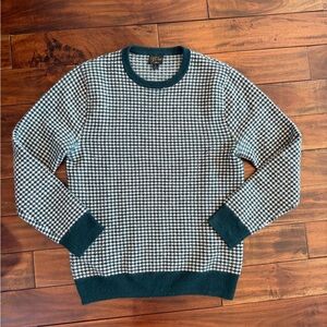 J.Crew 100% Cashmere Houndstooth Crewneck Men's Sweater Green $198n Sz Small